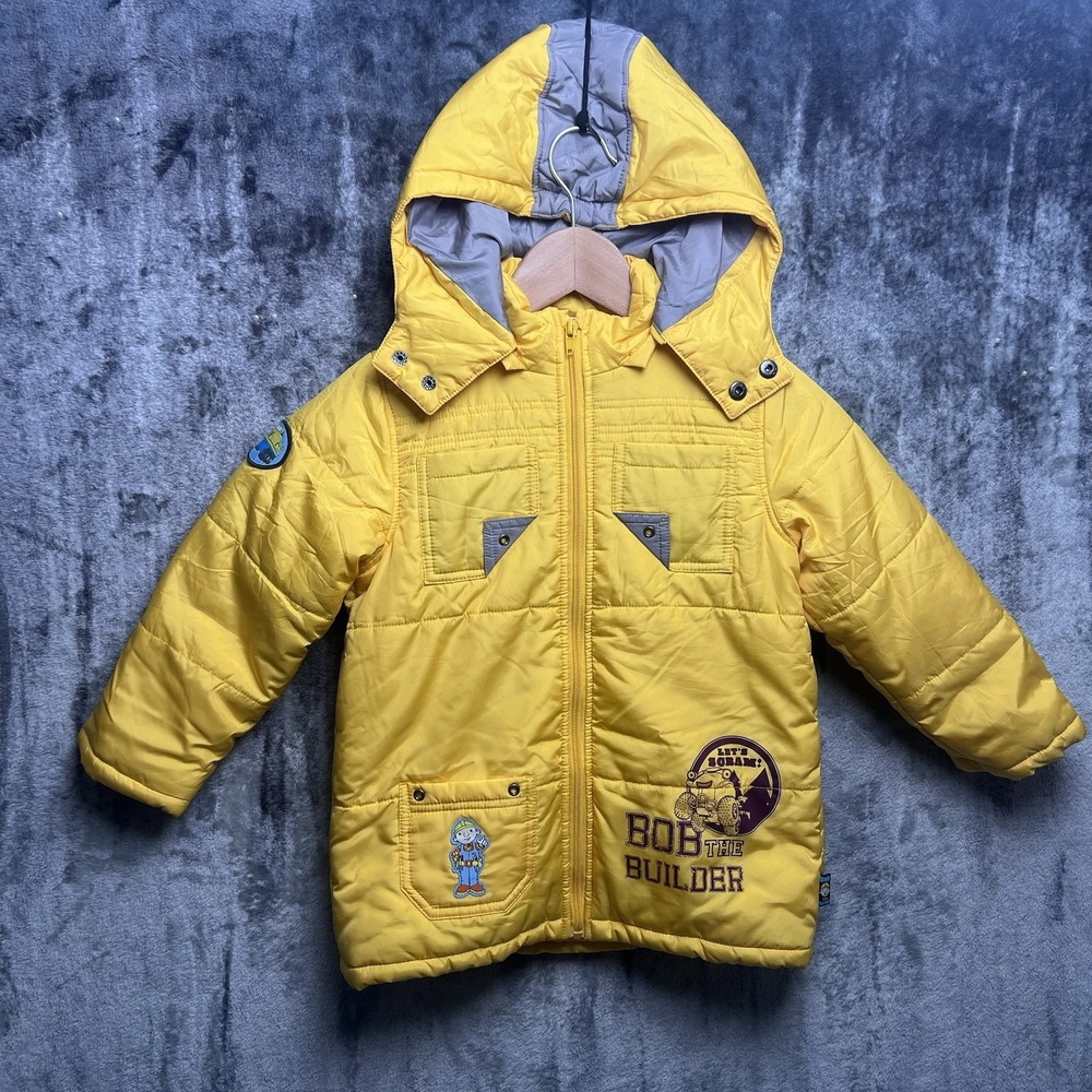 Vintage Y2K 2012 Bob The Builder Yellow Puffer Jacket Construction 4T 5T